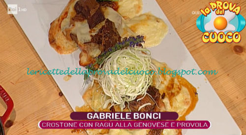 Crostone con ragù alla genovese e provola ricetta Gabriele Bonci