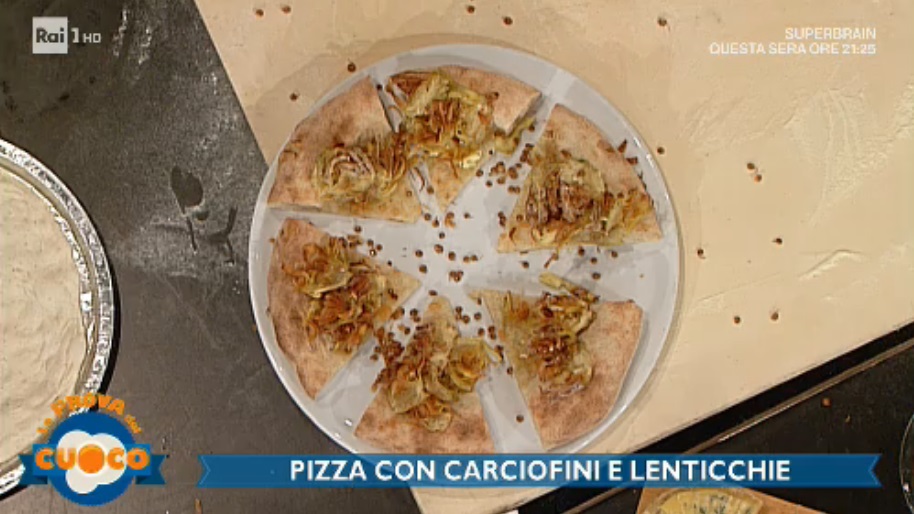 pizza senza lievito con carciofini e lenticchie di Renato Bosco