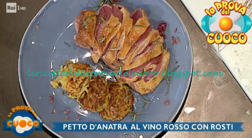 Petto d’anatra al vino rosso con Rosti di patate ricetta Emilio Signori da Prova del Cuoco