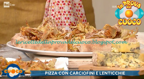 Pizza senza lievito con carciofini e lenticchie ricetta Renato Bosco da Prova del Cuoco