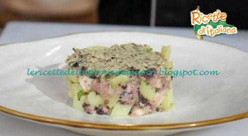 Ricette all'Italiana - Tortino di polpo e patate con salsa tapenade ricetta Anna Moroni